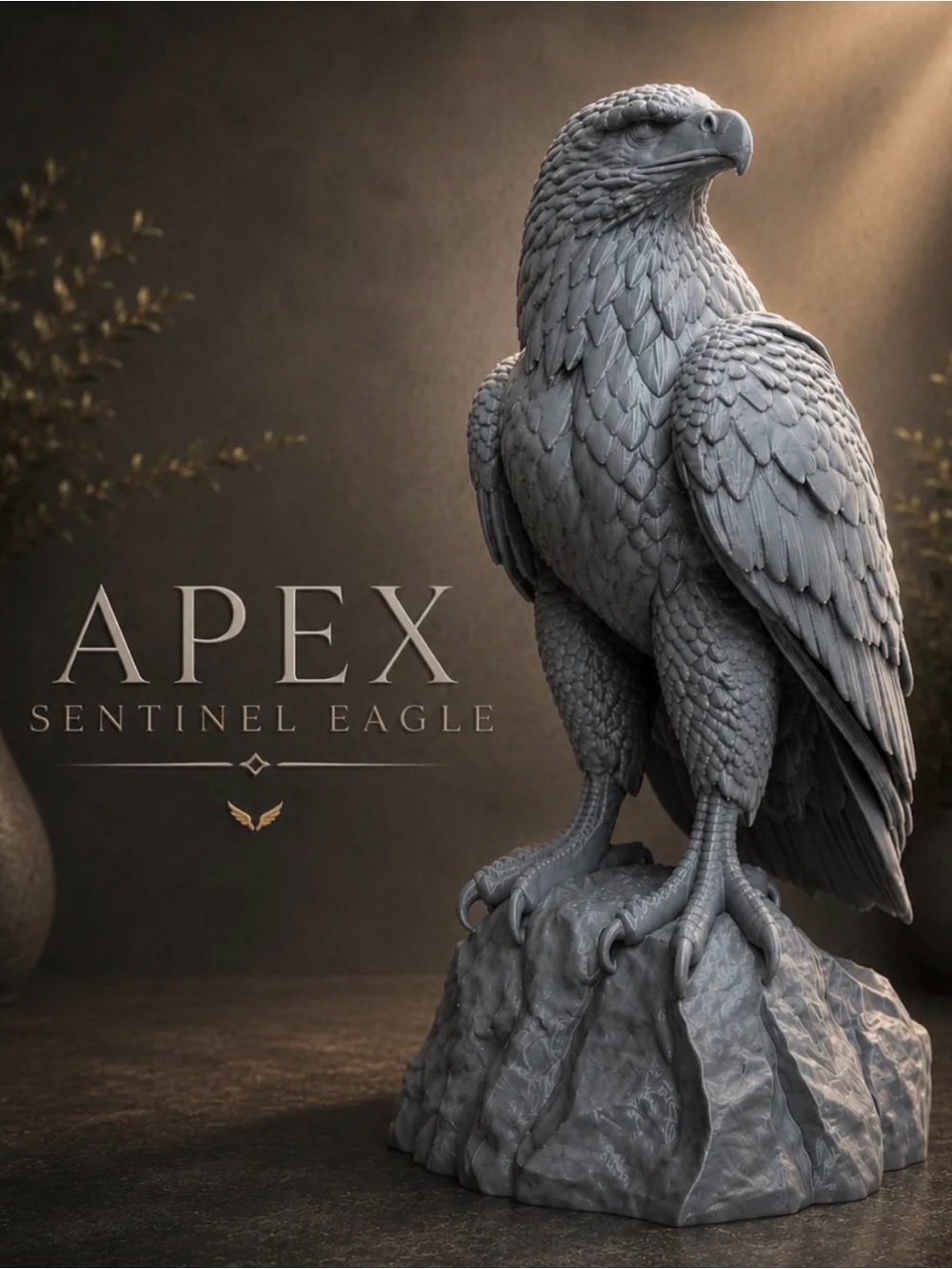 Apex Sentinel Eagle Sculpture - Gray Decorative Statue 3d printed
